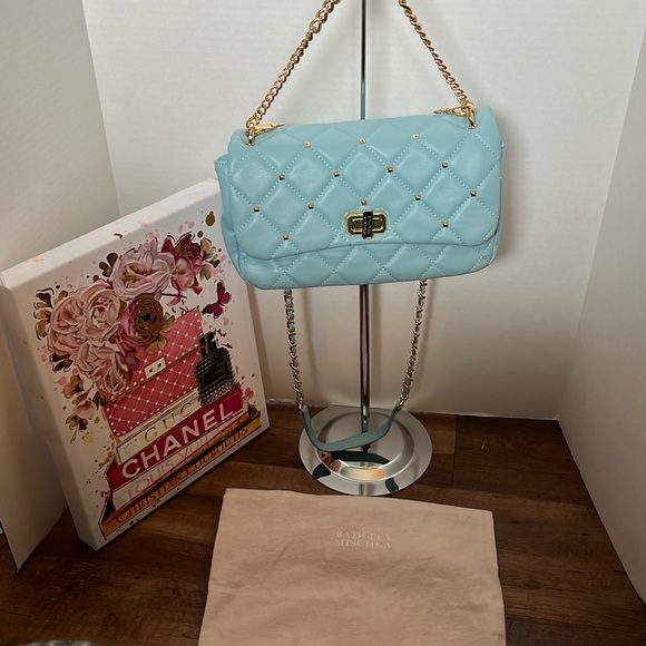 Badgley Mischka Handbags - Badgley Mischka blue quilted crossbody 11”x6” with dust bag